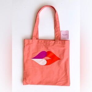 Kate Spade Coral Tote Heart Lips